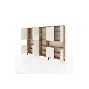 Arges Dolap 14 Raflı 10 Kapaklı 220x30x163 Çam-aytaşı/çam