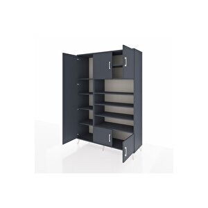 Hyperion Gardrop 10 Raflı 5 Kapaklı 132x44x195 Antrasit-antrasit