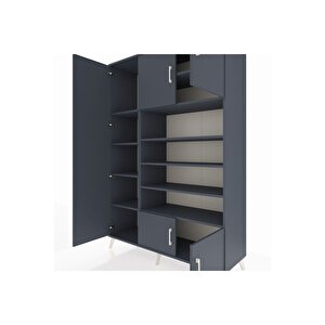 Hyperion Gardrop 10 Raflı 5 Kapaklı 132x44x195 Antrasit-antrasit