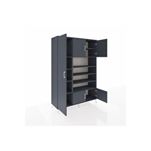 Hyperion Gardrop 10 Raflı 5 Kapaklı 132x44x195 Antrasit-antrasit