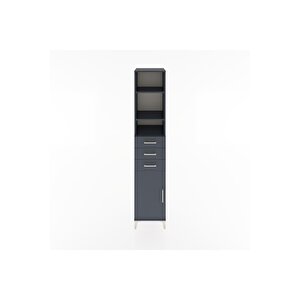 Hyperion Dolap 4 Raflı 3 Çekmeceli Tek Kapaklı 44x44x221 Antrasit-antrasit