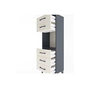 Arges Dolap Tek Raflı 5 Çekmeceli 44x30x134 Antrasit-aytaşı
