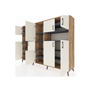 Hyperion Dolap 14 Raflı 10 Kapaklı 220x44x163 Çam-aytaşı/antrasit