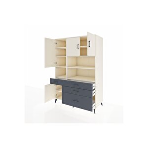 Kronos Dolap 9 Raflı 4 Çekmeceli 4 Kapaklı 132x59x195 Aytaşı-aytaşı/antrasit