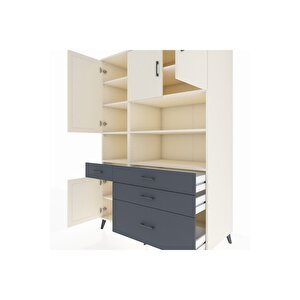 Kronos Dolap 9 Raflı 4 Çekmeceli 4 Kapaklı 132x59x195 Aytaşı-aytaşı/antrasit