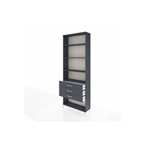 Arges Dolap 4 Raflı 3 Çekmeceli 88x30x243 Antrasit-antrasit