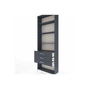 Arges Dolap 4 Raflı 3 Çekmeceli 88x30x243 Antrasit-antrasit