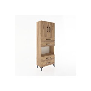 Arges Dolap 3 Raflı 4 Çekmeceli 2 Kapaklı 60x30x163 Çam-çam