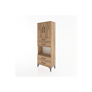 Arges Dolap 3 Raflı 4 Çekmeceli 2 Kapaklı 60x30x163 Çam-çam