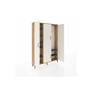 Arges Dolap 7 Raflı 5 Kapaklı Tek Askılı 132x30x195 Çam-aytaşı/antrasit