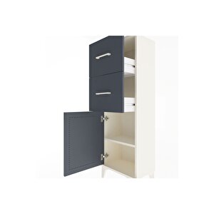 Arges Dolap Tek Raflı 2 Çekmeceli Tek Kapaklı 44x30x134 Aytaşı-antrasit