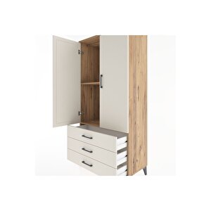 Hyperion Dolap 2 Raflı 3 Çekmeceli 2 Kapaklı 88x44x182 Çam-aytaşı