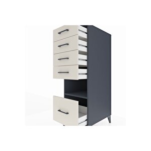 Kronos Dolap Tek Raflı 5 Çekmeceli 44x59x134 Antrasit-aytaşı