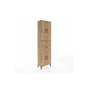 Arges Dolap 4 Raflı 2 Çekmeceli 4 Kapaklı 60x30x221 Çam-çam