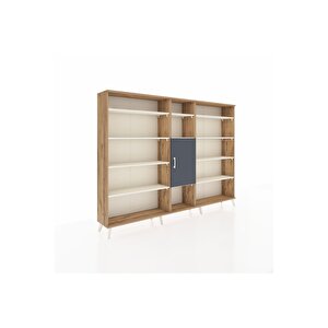 Arges Dolap 12 Raflı Tek Kapaklı  220x30x163 Çam-antrasit/aytaşı