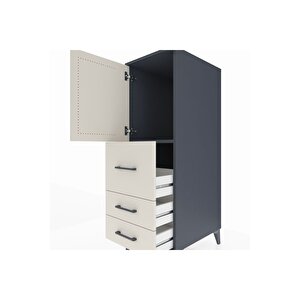 Kronos Dolap Tek Raflı 3 Çekmeceli Tek Kapaklı 44x59x134 Antrasit-aytaşı