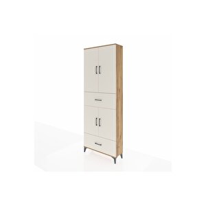 Arges Dolap 5 Raflı 2 Çekmeceli 4 Kapaklı 88x30x243 Çam-aytaşı