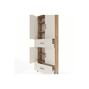 Arges Dolap 5 Raflı 2 Çekmeceli 4 Kapaklı 88x30x243 Çam-aytaşı