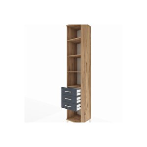 Hyperion Dolap 4 Raflı 3 Çekmeceli 44x44x243 Çam-antrasit