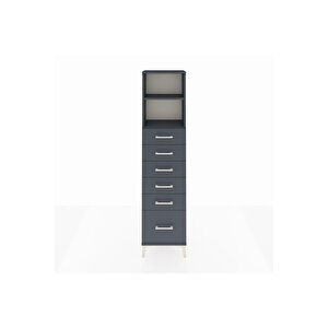 Arges Dolap 2 Raflı 6 Çekmeceli 44x30x182 Antrasit-antrasit