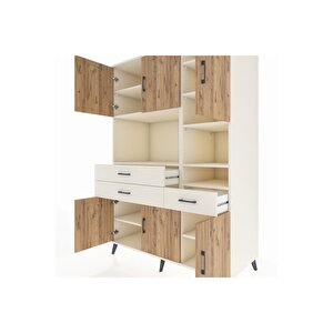 Kronos Dolap 10 Raflı 3 Çekmeceli 6 Kapaklı 132x59x195 Aytaşı-çam/aytaşı