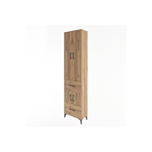 Arges Dolap 5 Raflı 2 Çekmeceli 4 Kapaklı 60x30x243 Çam-çam