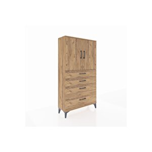 Arges Dolap 2 Raflı 4 Çekmeceli 2 Kapaklı 88x30x163 Çam-çam