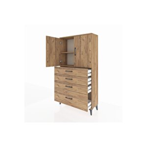 Arges Dolap 2 Raflı 4 Çekmeceli 2 Kapaklı 88x30x163 Çam-çam