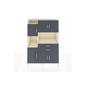 Kronos Dolap 8 Raflı 2 Çekmeceli 6 Kapaklı 132x59x195 Aytaşı-antrasit/antrasit