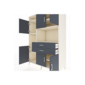 Kronos Dolap 8 Raflı 2 Çekmeceli 6 Kapaklı 132x59x195 Aytaşı-antrasit/antrasit