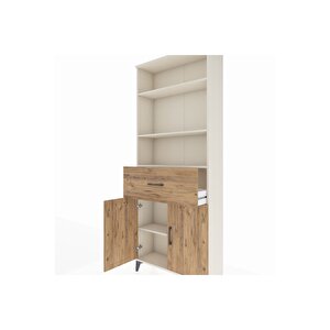 Arges Dolap 4 Raflı Tek Çekmeceli 2 Kapaklı 88x30x221 Aytaşı-çam