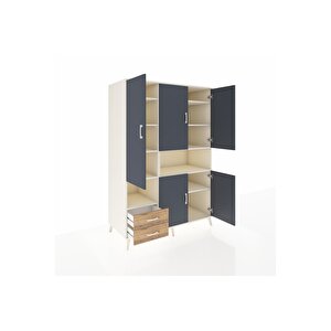 Kronos Dolap 10 Raflı 2 Çekmeceli 5 Kapaklı 132x59x195 Aytaşı-antrasit/çam