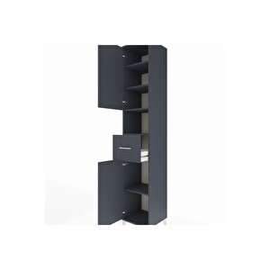 Hyperion Dolap 5 Raflı Tek Çekmeceli 2 Kapaklı 44x44x243 Antrasit-antrasit