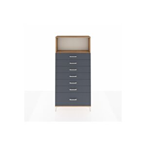 Arges Dolap Tek Raflı 7 Çekmeceli 88x30x182 Çam-antrasit