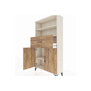 Arges Dolap 3 Raflı Tek Çekmeceli 2 Kapaklı 88x30x163 Aytaşı-çam