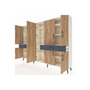 Arges Dolap 12 Raflı 2 Çekmeceli 8 Kapaklı 220x30x163 Aytaşı-çam/antrasit