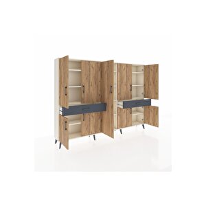 Arges Dolap 12 Raflı 2 Çekmeceli 8 Kapaklı 220x30x163 Aytaşı-çam/antrasit