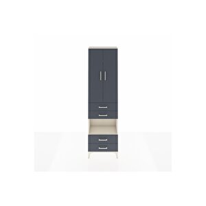 Arges Dolap 4 Raflı 4 Çekmeceli 2 Kapaklı 60x30x221 Aytaşı-antrasit