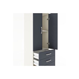 Hyperion Dolap 2 Raflı 3 Çekmeceli 2 Kapaklı 60x44x182 Aytaşı-antrasit