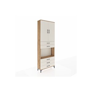 Arges Dolap 4 Raflı 5 Çekmeceli 2 Kapaklı 88x30x243 Çam-aytaşı