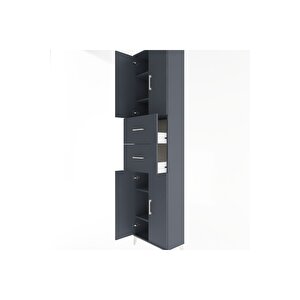 Arges Dolap 5 Raflı 2 Çekmeceli 4 Kapaklı 60x30x243 Antrasit-antrasit