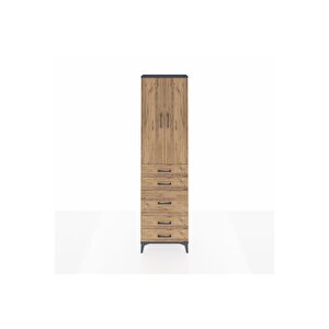 Arges Dolap 3 Raflı 5 Çekmeceli 2 Kapaklı 60x30x221 Antrasit-çam