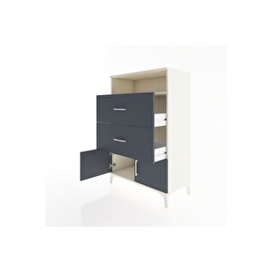 Hyperion Dolap Tek Raflı 2 Çekmeceli 2 Kapaklı 88x44x134 Aytaşı-antrasit