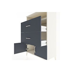 Hyperion Dolap Tek Raflı 2 Çekmeceli 2 Kapaklı 88x44x134 Aytaşı-antrasit