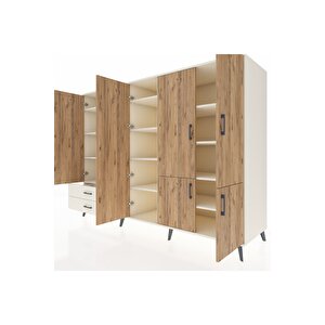 Kronos Dolap 12 Raflı 2 Çekmeceli 7 Kapaklı 220x59x163 Aytaşı-çam/aytaşı