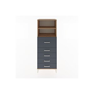 Hyperion Dolap 2 Raflı 5 Çekmeceli 60x44x163 Çam-antrasit