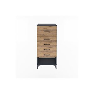 Arges Dolap 5 Çekmeceli 60x30x134 Antrasit-çam
