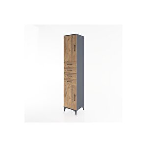 Hyperion Dolap 3 Raflı 4 Çekmeceli 2 Kapaklı 44x44x221 Antrasit-çam