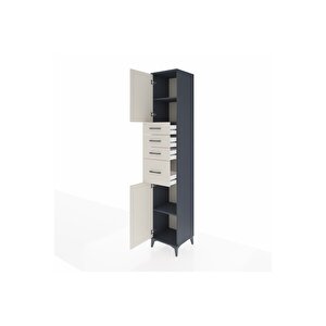 Hyperion Dolap 3 Raflı 4 Çekmeceli 2 Kapaklı 44x44x243 Antrasit-aytaşı