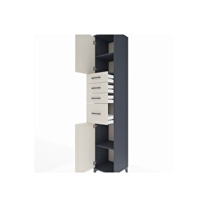 Hyperion Dolap 3 Raflı 4 Çekmeceli 2 Kapaklı 44x44x243 Antrasit-aytaşı